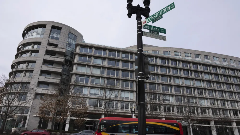 The building that housed office space of President Joe Biden's former institute, the Penn Biden Center, is seen at the corner of Constitution and Louisiana Avenue NW, in Washington, Tuesday, Jan. 10, 2023. Potentially classified documents were found on Nov. 2, 2022, in a "locked closet" in the office, according to special counsel to the president Richard Sauber. The National Archives and Records Administration took custody of the documents the next day after being notified by the White House Counsel's office. (AP Photo/Manuel Balce Ceneta)