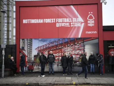 Soccer Football - Premier League - Nottingham Forest v Leicester City - The City Ground, Nottingham, Britain - January 14, 2023 General view of fans outside the club shop before the match REUTERS/Tony Obrien EDITORIAL USE ONLY. No use with unauthorized audio, video, data, fixture lists, club/league logos or 'live' services. Online in-match use limited to 75 images, no video emulation. No use in betting, games or single club /league/player publications. Please contact your account representative for further details.