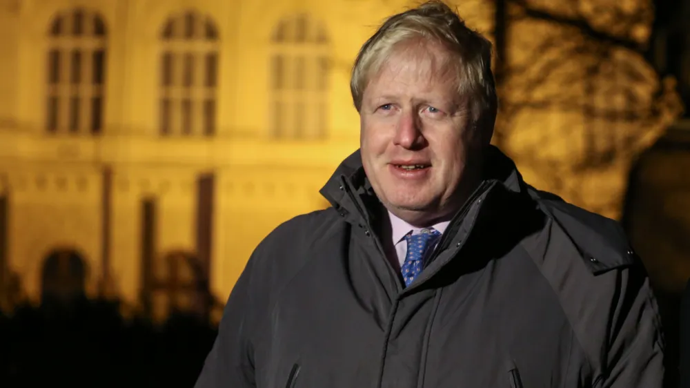 ﻿britanski zunanji minister Boris Johnson - 11.01.2017 - obisk ministra za zunanje zadeve Združenega kraljestva Velike Britanije in Severne Irske Borisa Johnsona v Sloveniji ob počastitvi 25. obletnice priznanja naše države s strani Združenega kraljestva.   //FOTO: Luka Cjuha..