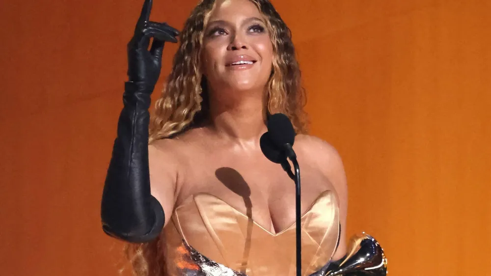 Beyonce accepts the award for Best Dance/Electronic Music Album for "Renaissance" during the 65th Annual Grammy Awards in Los Angeles, California, U.S., February 5, 2023. REUTERS/Mario Anzuoni