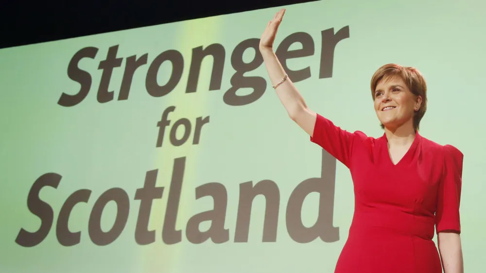 FILED - 28 March 2015, United Kingdom, Glasgow: First Minister of Scotland Nicola Sturgeon is pictured during the Scottish National Party (SNP) conference at the SECC in Glasgow. Sturgeon is expected to resign as Scottish First Minister, according to the BBC. Photo: Danny Lawson/PA Wire/dpa