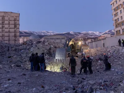 A rescue team searches for an 11-year-old girl from the rubble of their home following the deadly earthquake, in Kahramanmaras, Turkey, February 16, 2023. REUTERS/Eloisa Lopez