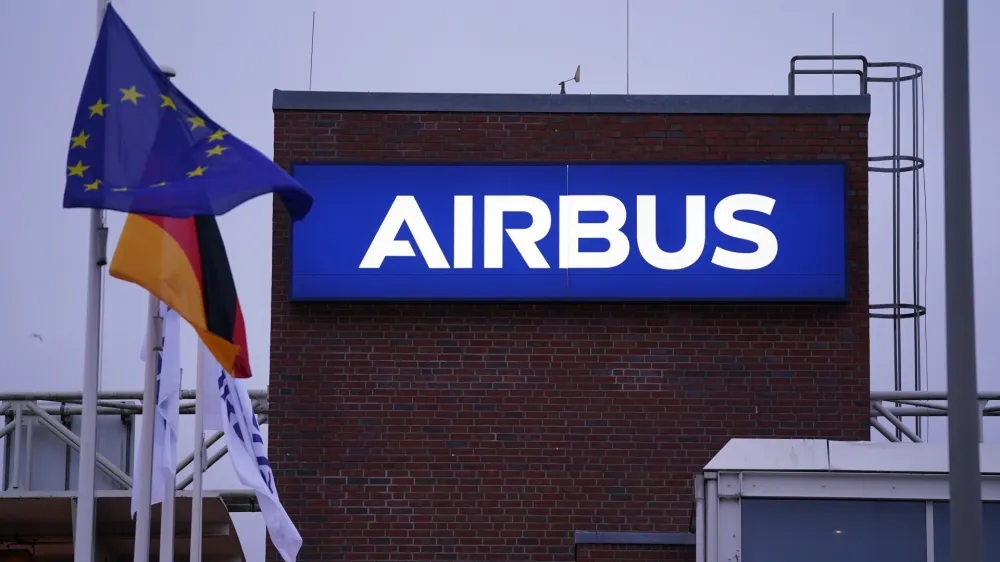 FILED - 18 January 2022, Hamburg: The main gate of the Airbus plant in Hamburg-Finkenwerder. Photo: Marcus Brandt/dpa