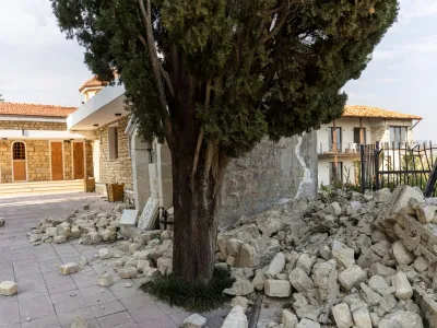 A view of the damaged church in Vakifli, the last Armenian village in Turkey, in the aftermath of the deadly earthquake in Samandag, Turkey, February 24, 2023. REUTERS/Eloisa Lopez