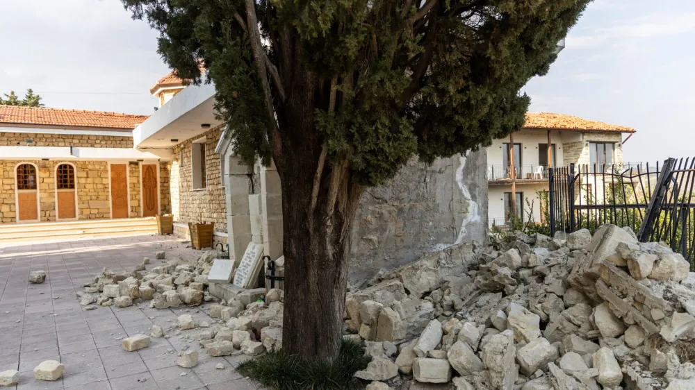 A view of the damaged church in Vakifli, the last Armenian village in Turkey, in the aftermath of the deadly earthquake in Samandag, Turkey, February 24, 2023. REUTERS/Eloisa Lopez