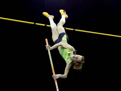 Athletics - Birmingham World Indoor Tour Final - Utilita Arena Birmingham, Birmingham, Britain - February 25, 2023 Slovenia's Tina Sutej in action during the women's pole vault Action Images via Reuters/Peter Cziborra