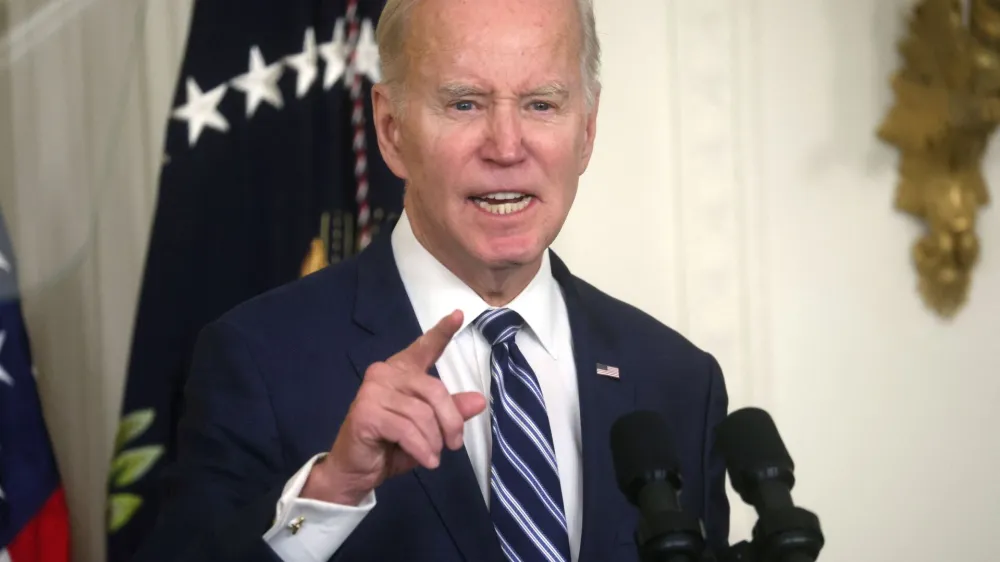 U.S. President Joe Biden delivers remarks during a reception celebrating Black History Month in the East Room at the White House in Washington, U.S., February 27, 2023. REUTERS/Leah Millis