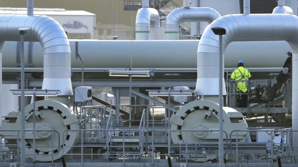 FILE - Pipes at the landfall facilities of the 'Nord Stream 2' gas pipline are pictured in Lubmin, northern Germany, on Feb. 15, 2022. European leaders are turning to Africa for more natural gas as the EU tries to replace Russian exports amid the war in Ukraine. (AP Photo/Michael Sohn, File)