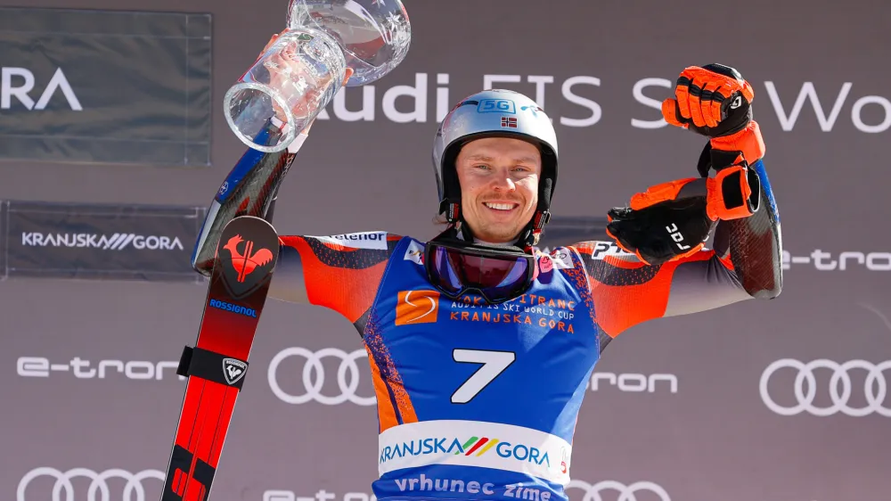 Kranjska Gora.<br>Moski veleslalom za 61. pokal Vitranc.<br>Zmagovalec Henrik Kristoffersen.