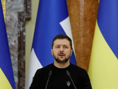 FILE PHOTO: Ukrainian President Volodymyr Zelenskiy attends a joint news briefing with Finnish President Sauli Niinisto, amid Russia's attack on Ukraine, in Kyiv, Ukraine January 24, 2023. REUTERS/Valentyn Ogirenko/File Photo