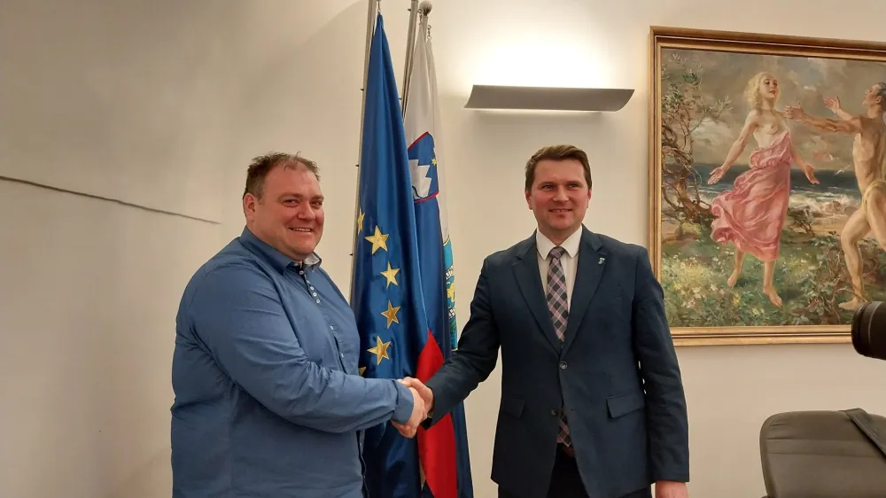 Kamni&scaron;ki župan Matej Slapar in podžupan Uro&scaron; Pirc