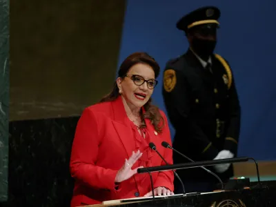 FILE PHOTO: Honduras President Iris Xiomara Castro Sarmiento addresses the 77th Session of the United Nations General Assembly at U.N. headquarters in New York, U.S., September 20, 2022. REUTERS/Amr Alfiky/File Photo