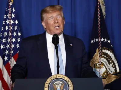 FILE - President Donald Trump speaks at his Mar-a-Lago estate on Jan. 3, 2019, in Palm Beach, Fla. Authorities are preparing for the possibility that former President Donald Trump could be indicted and arraigned as early as next week on charges stemming from a New York City grand jury investigation into hush money paid on his behalf, four law enforcement officials said Friday, March 17, 2023. (AP Photo/ Evan Vucci)