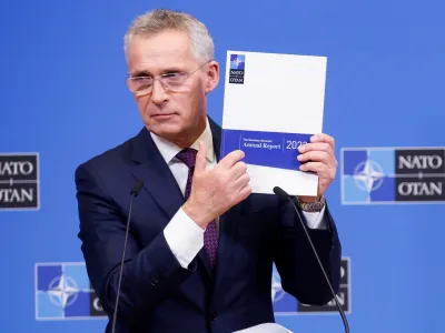 NATO Secretary-General Jens Stoltenberg holds a news conference to present NATO's annual report for 2022, in Brussels, Belgium March 21, 2023. REUTERS/Johanna Geron