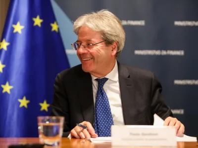 Evropski komisar za gospodarstvo Paolo Gentiloni - 08.03.2023 – obisk evropskega komisarja za gospodarstvo Paola Gentilonija v Sloveniji – novinarska konferenca evropskega komisarja in ministra za finance Klemna Boštjančiča //FOTO: Bojan Velikonja