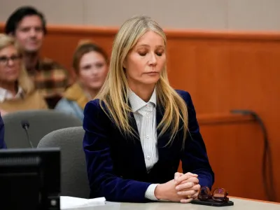 Gwyneth Paltrow reacts to the verdict in the trial over her 2016 ski collision with 76-year-old Terry Sanderson on Thursday, March 30, 2023, in Park City, Utah, U.S.   Rick Bowmer/Pool via REUTERS REFILE - QUALITY REPEAT