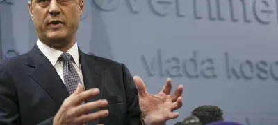 Kosovo's Prime Minister Hashim Thaci speaks during a news conference in Pristina December 16, 2010. Thaci denied on Thursday criminal allegations outlined in a European report and said he would use all political and legal means to bring the truth to light. REUTERS/Hazir Reka (KOSOVO - Tags: POLITICS)