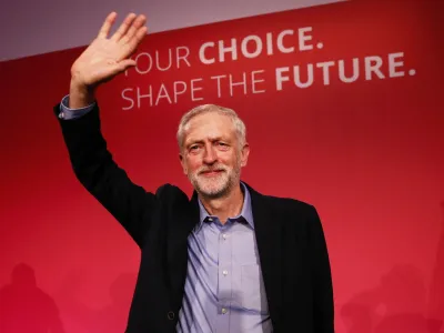 ﻿The new leader of Britain's opposition Labour Party Jeremy Corbyn waves after making his inaugural speech at the Queen Elizabeth Centre in central London, September 12, 2015. Avowed socialist and Karl Marx admirer Jeremy Corbyn was elected leader of Britain's opposition Labour party on Saturday, a result that may make a British EU exit more likely and which senior figures have said would leave their party unelectable. REUTERS/Stefan Wermuth