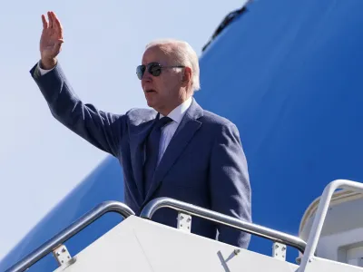 U.S. President Joe Biden boards Air Force One for travel to Ireland, as he departs Joint Base Andrews, Maryland, U.S., April 11, 2023. REUTERS/Kevin Lamarque
