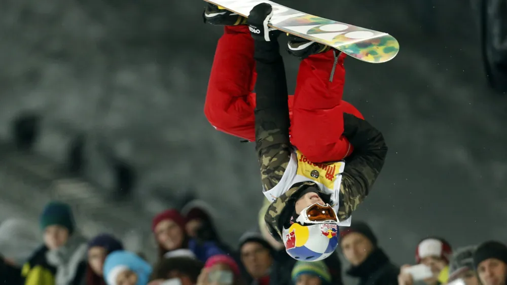 ﻿Slovenia's Tim-Kevin Ravnjak competes to place third at the snowboard half pipe final event at the Freestyle Ski and Snowboard World Championships in Kreischberg, Austria, Saturday, Jan. 17, 2015. (AP Photo/Darko Bandic)