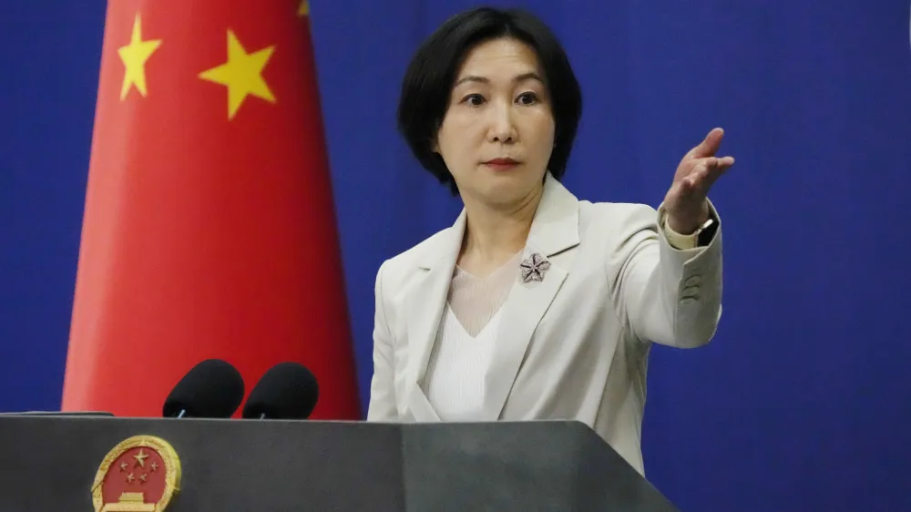 Chinese Foreign Ministry spokesperson Mao Ning gestures during a daily briefing at the Ministry of Foreign Affairs office in Beijing, Monday, April 24, 2023. The Chinese government said Monday it respects the sovereignty of former Soviet Union republics after Beijing's ambassador to France caused an uproar in Europe by saying they aren't sovereign nations. (AP Photo/Andy Wong)