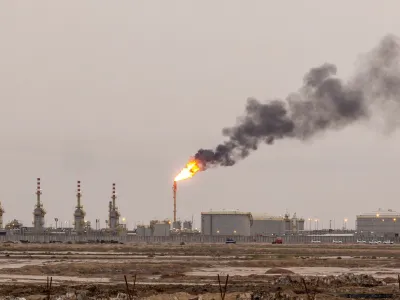 Petroleum refineries in the morning