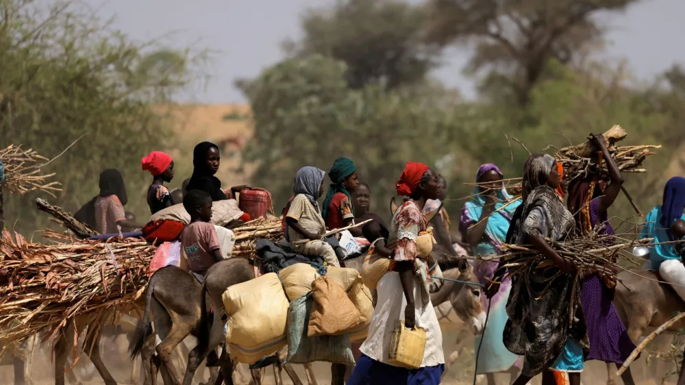 Sudanese refugees who fled the violence in Sudan's Darfur region and newly arrived ride their donkeys looking for space to temporarily settle, near the border between Sudan and Chad in Goungour, Chad May 8, 2023. REUTERS/Zohra Bensemra