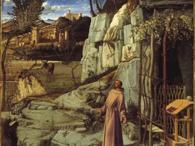 Giovanni Bellini: Franči&scaron;kova ekstaza, 1480; olje in tempera na plo&scaron;či; Frick Collection, New York..