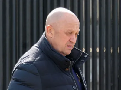 FILE PHOTO: Founder of Wagner private mercenary group Yevgeny Prigozhin leaves a cemetery before the funeral of Russian military blogger Maxim Fomin widely known by the name of Vladlen Tatarsky, who was recently killed in a bomb attack in a St Petersburg cafe, in Moscow, Russia, April 8, 2023. REUTERS/Yulia Morozova/File Photo