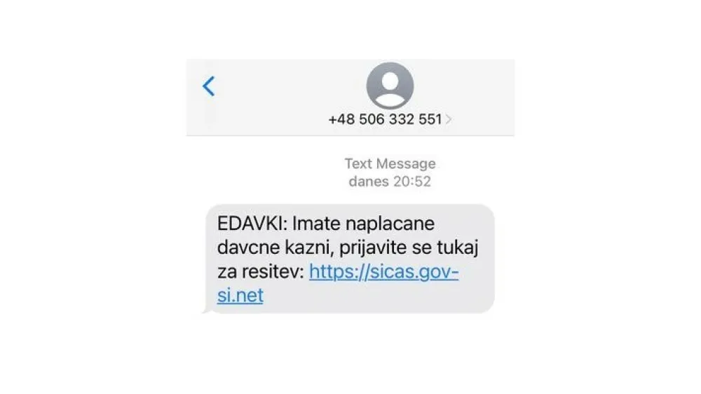 Primer zadnje spletne prevare.