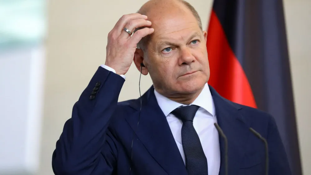 German Chancellor Olaf Scholz attends a press conference at the Chancellery in Berlin, Germany May 25, 2023. REUTERS/Nadja Wohlleben