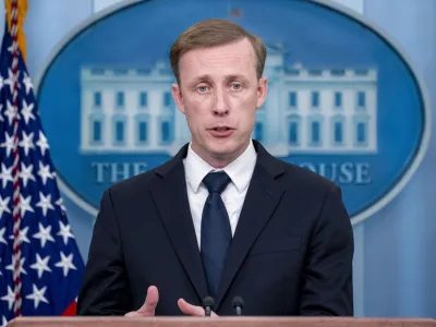 FILE - White House national security adviser Jake Sullivan speaks at a press briefing at the White House in Washington, April 24, 2023. The Biden administration is ready to talk to Russia without conditions about a future nuclear arms control framework even while taking countermeasures in response to the Kremlin's decision to suspend the last nuclear arms control treaty between the two countries. That word comes from White House national security adviser Jake Sullivan in a speech to the Arms Control Association in Washington on Friday. (AP Photo/Andrew Harnik, File)