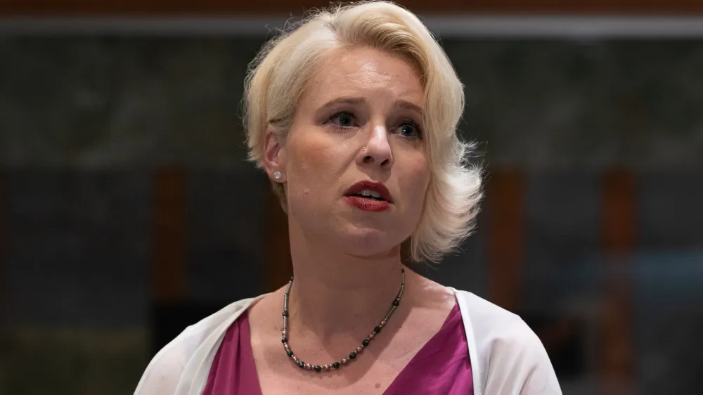 Ljubljana, DZ.<br>Novinarska konferenca predsednice DZ Urske Klakocar Zupancic ob izvolitvi Slovenije za nestalno clanico Varnostnega sveta Zdruzenih narodov.