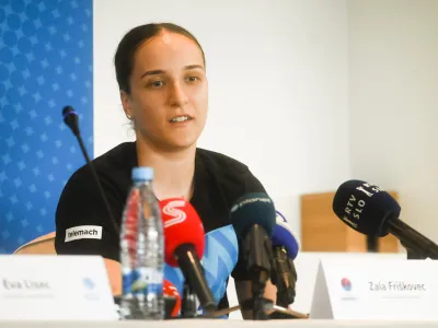 Zala Friškovec- 12.06.2023 – Novinarska konferenca ženske reprezentance Slovenije pred bližnjim evropskim prvenstvom v Ljubljani. //FOTO: Nik Erik Neubauer