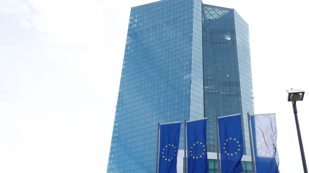 European flags flutter outside the European Central Bank (ECB) headquarters in Frankfurt, Germany March 16, 2023. REUTERS/Heiko Becker