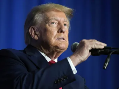 Former President Donald Trump speaks at the New Hampshire Federation of Republican Women Lilac Luncheon, Tuesday, June 27, 2023, in Concord, N.H.  Trump has countersued E. Jean Carroll, the advice columnist who accused him of rape, saying she defamed him by continuing to insist she was raped even after a jury declined to agree. Lawyers for Trump filed papers late Tuesday, June 27. (AP Photo/Steven Senne)