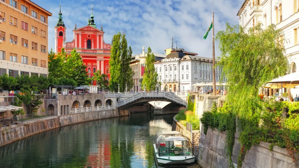 Ljubljana - Slovenia (Church and river Ljubljanica)