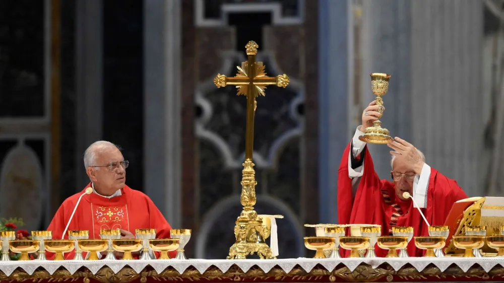 General view of the Mass of Saint Peter and Paul in St Peter's Basilica, at the Vatican June 29, 2023.Vatican Media/Handout via REUTERS ATTENTION EDITORS - THIS IMAGE WAS PROVIDED BY A THIRD PARTY.