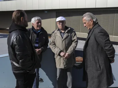 ﻿Tom Lajevec, Štefan Seme- 18.02.2022 – Hokejska zveza Slovenije (HZS) - druženje z vodstvom HZS in legendami slovenskega hokeja; /FOTO: Jaka Gasar