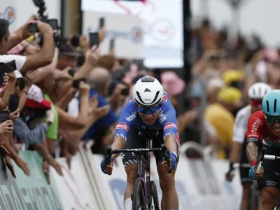 Cycling - Tour de France - Stage 4 - Dax to Nogaro - France - July 4, 2023 Alpecin–Deceuninck's Jasper Philipsen crosses the finish line to win stage 4 REUTERS/Benoit Tessier