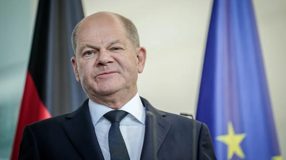 10 July 2023, Berlin: German Chancellor Olaf Scholz and the Prime Minister of Australia, Anthony Albanese (not pictured) hold a press conference at the Chancellor's Office. Photo: Kay Nietfeld/dpa