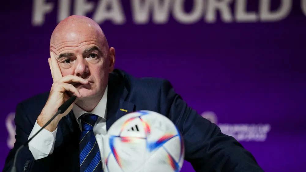 19 November 2022, Qatar, Doha: FIFA President Gianni Infantino speaks at a press conference ahead of the 2022 FIFA Qatar World Cup. Photo: Nick Potts/PA Wire/dpa