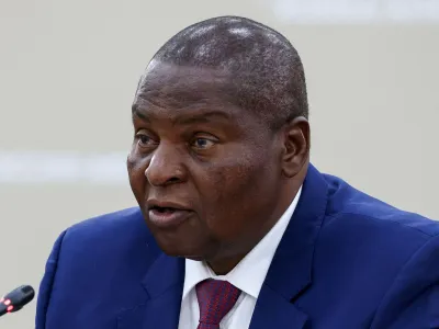 FILE PHOTO: Central African Republic's President Faustin-Archange Touadera attends a meeting with Russian President Vladimir Putin on the sidelines of the Russia-Africa summit in Saint Petersburg, Russia, July 28, 2023. Artem Geodakyan/TASS Host Photo Agency via REUTERS ATTENTION EDITORS - THIS IMAGE WAS PROVIDED BY A THIRD PARTY. MANDATORY CREDIT./File Photo