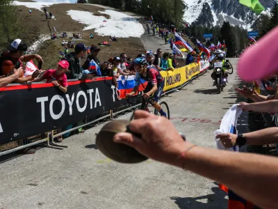 - Slovenski navijači.- 27.05.2023 - Kolesarska dirka po Italiji Giro d'Italia 2023 – 20. etapa - gorski kronometer Trbiž - Svete Višarje (18,6 km),//FOTO: Bojan Velikonja