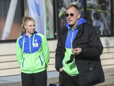 ﻿Maja Mihalinec Zidar, Srdjan Djordjevič- 08.03.2021 – Atletska zveza Slovenije (AZS) - sprejem atletinje Tine Šutej, ki je na dvoranskem evropskem prvenstvu osvojila srebro v skoku s palico //FOTO: Jaka Gasar