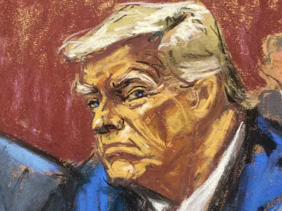 FILE PHOTO: Former U.S. President Trump appears on classified document charges after a federal indictment at Wilkie D. Ferguson Jr. United States Courthouse, in Miami, Florida, U.S., June 13, 2023 in a courtroom sketch.  REUTERS/Jane Rosenberg/File Photo