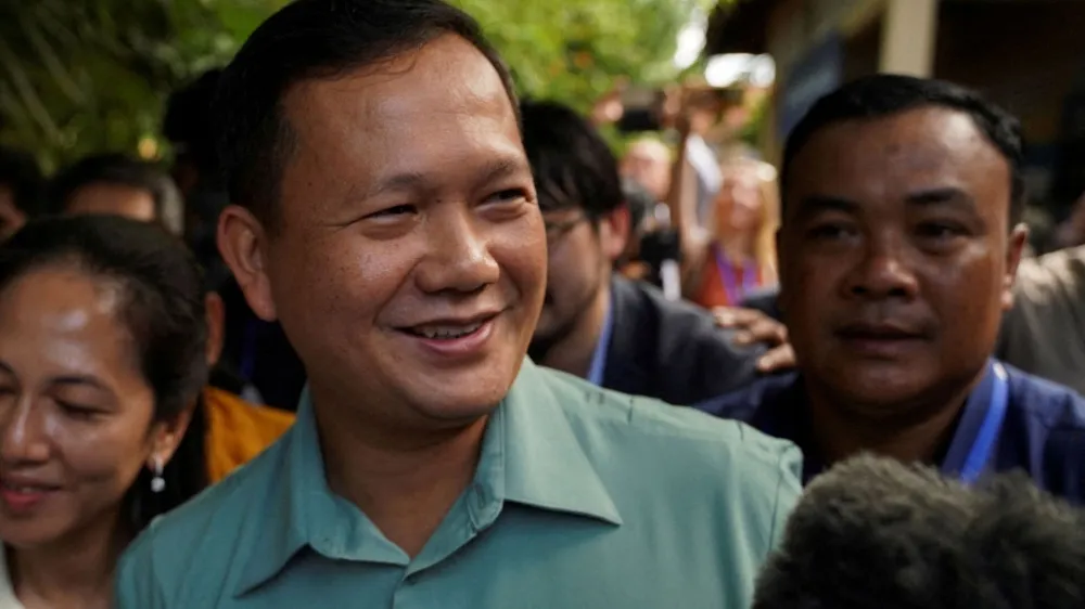 FILE PHOTO: Hun Manet, son of Cambodia's Prime Minister Hun Sen is seen at a polling station on the day of Cambodia's general election, in Phnom Penh, Cambodia, July 23, 2023. REUTERS/Cindy Liu/File Photo