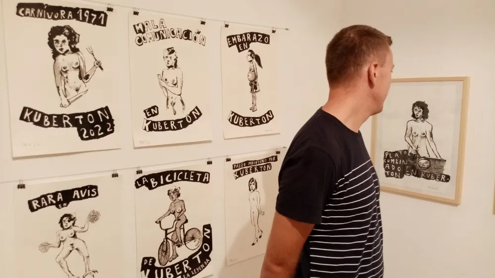 Minuli petek so v Galeriji Rogo odprli razstavo risb sila svojskega urugvajskega umetnika Marcela Viqueza z naslovom Ženske iz Kubertona.