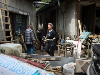Solčava - Savinjska dolina - odpravljanje posledic poplav – sanacija škode -  - 07.08.2023 – najhujša naravna ujma v zgodovini Slovenije - prizadeti dve tretjini države - ujma - poplave – zemeljski plazovi – //FOTO: Bojan Velikonja