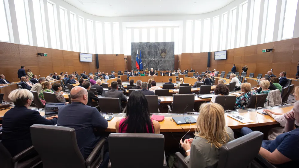 Ljubljana, DZ.<br>Izredna seja DZ, na kateri so med drugim obravnavali predlog novele zakona o odpravi posledic naravnih nesrec.